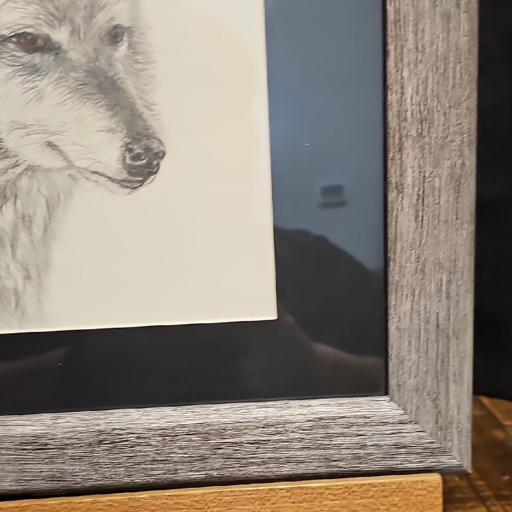 Gray Wolf Illustration in Gray Frame - Picture 4 of 11